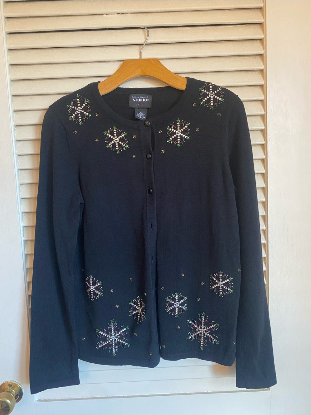 Design Originals Snowflake Sequin Cardigan